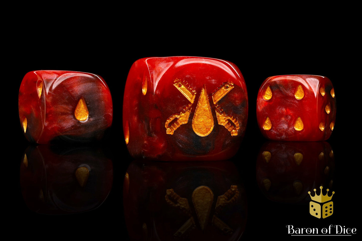 Chain Blades Dice - Blood Red - Out of Play