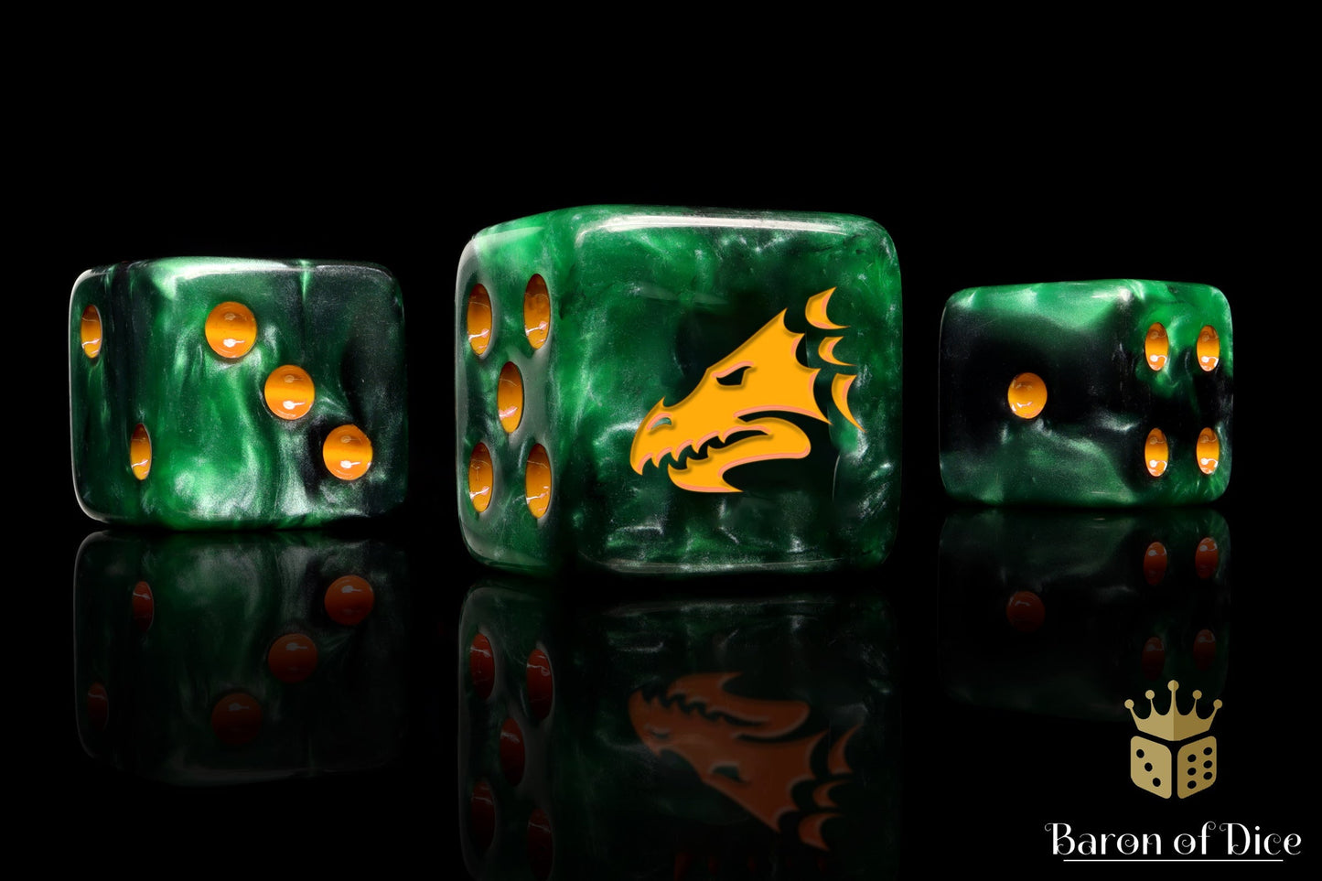 Drake Dice - Green & Gold - Out of Play