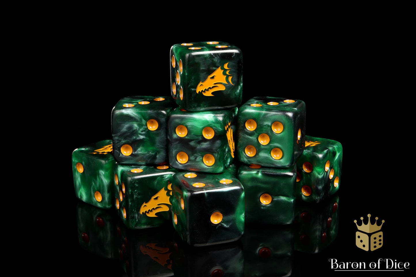 Drake Dice - Green & Gold - Out of Play