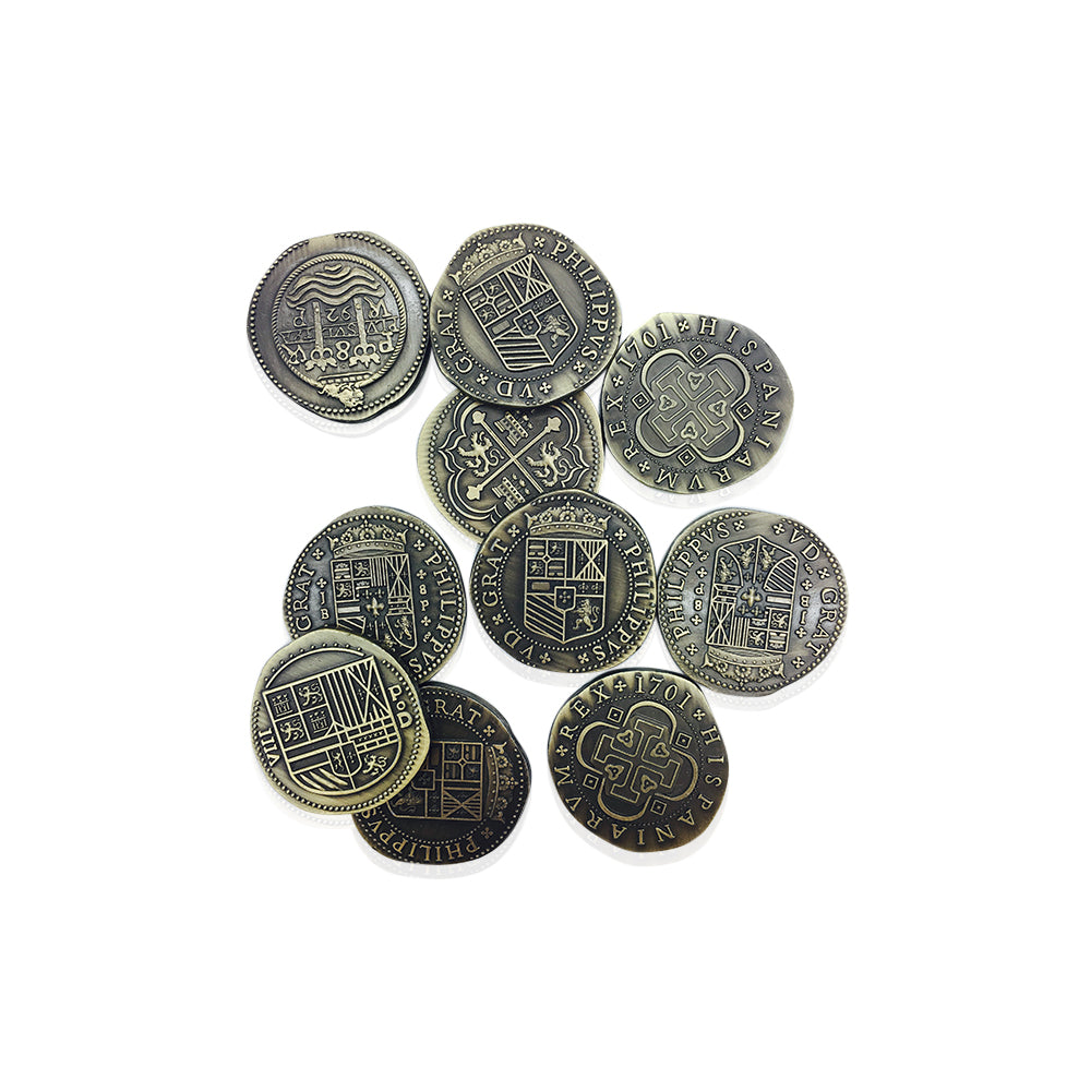 Adventure Coins – Pirate Doubloon Metal Coins Variety Pack Set of 10 Historical - Out of Play
