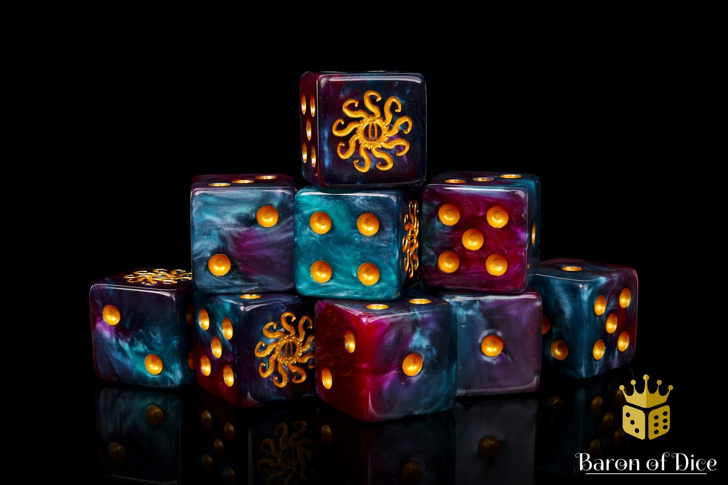 Cult of Knowledge Dice - Teal & Purple - Out of Play