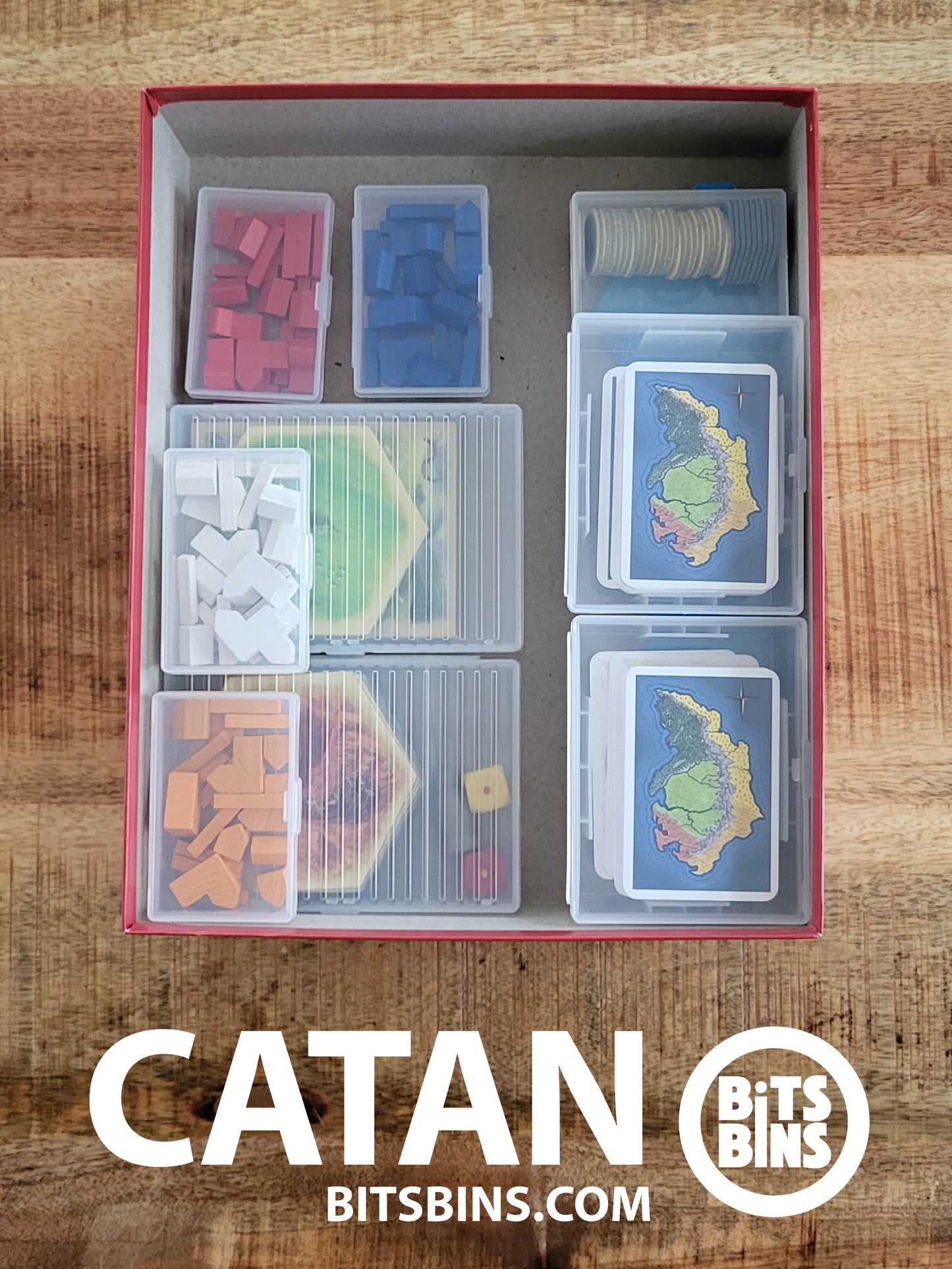 Bits Bins Catan (Sleeved) - 5 Originals, 2 100+ Card Boxes, 2 Tarot - Out of Play