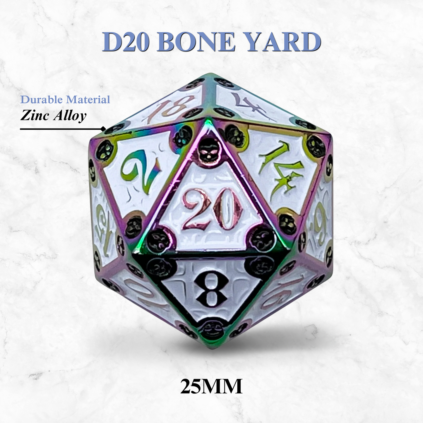 Dungeon Delve Runestones™ - 25mm D20 - Bone Yard Norse Foundry