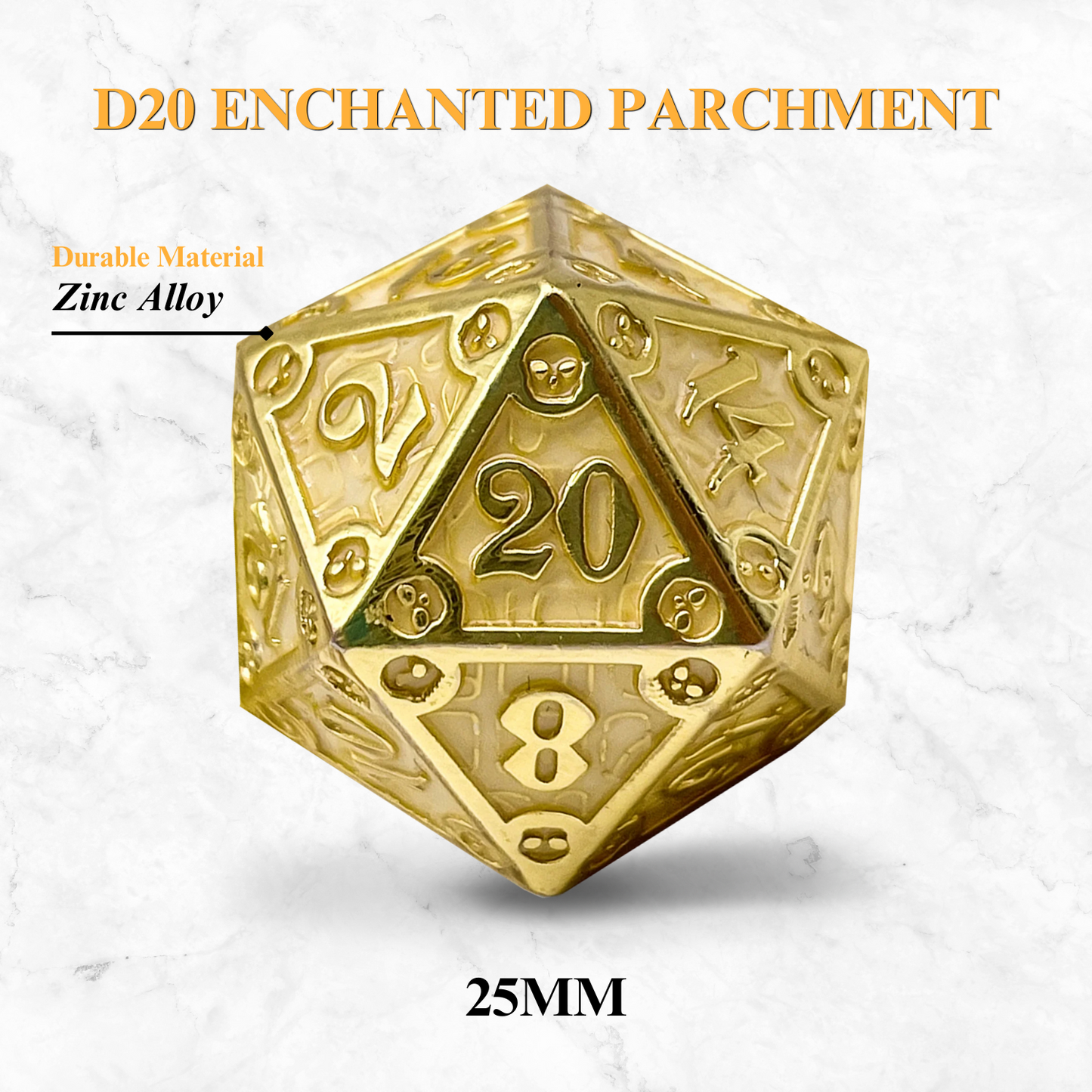 Dungeon Delve Runestones™ - 25mm D20 - Enchanted Parchment - Out of Play