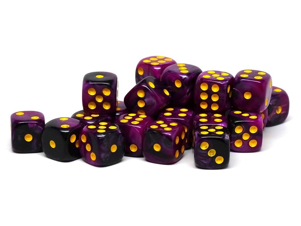 12mm D6 Dice - Purple and Black Swirl - 25 Count Bag Easy Roller Dice Company