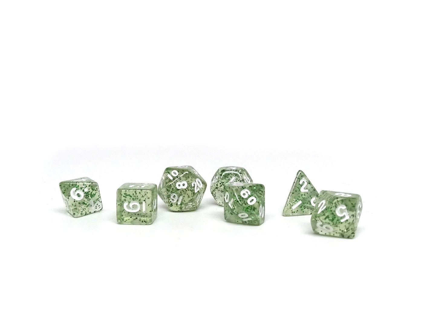10mm Green Sparkle Mini Dice Set Easy Roller Dice Company