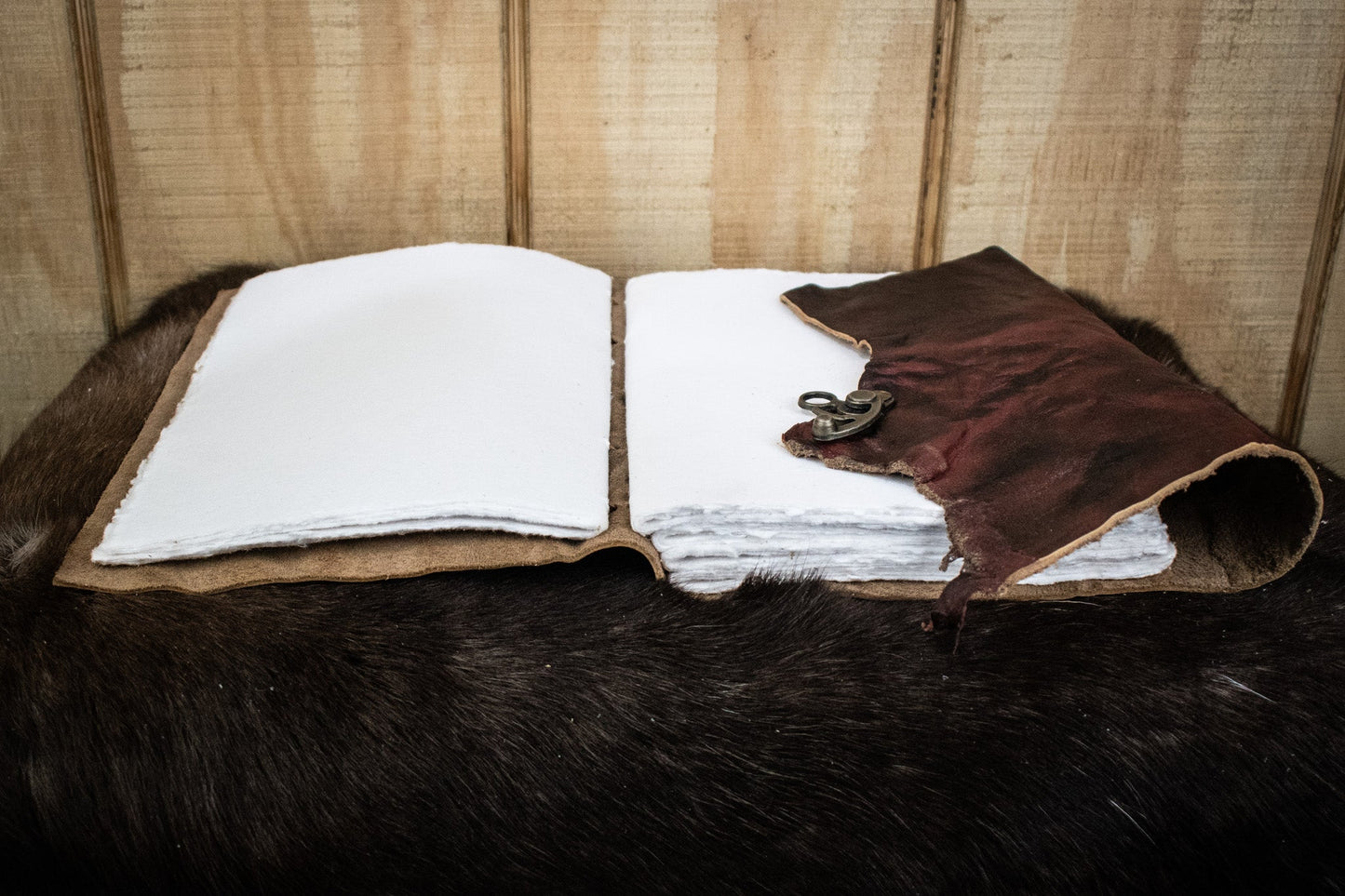 Natural Edge Crunched Cowhide Leather Journal - Out of Play Misty Mountain Gaming