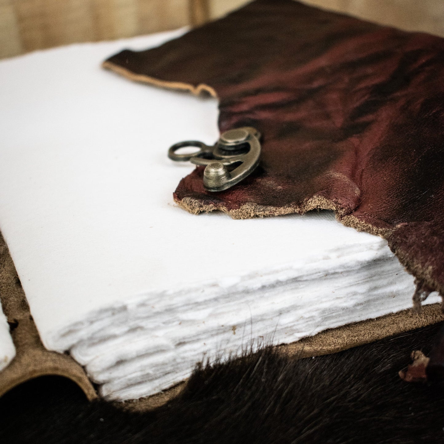 Natural Edge Crunched Cowhide Leather Journal - Out of Play Misty Mountain Gaming