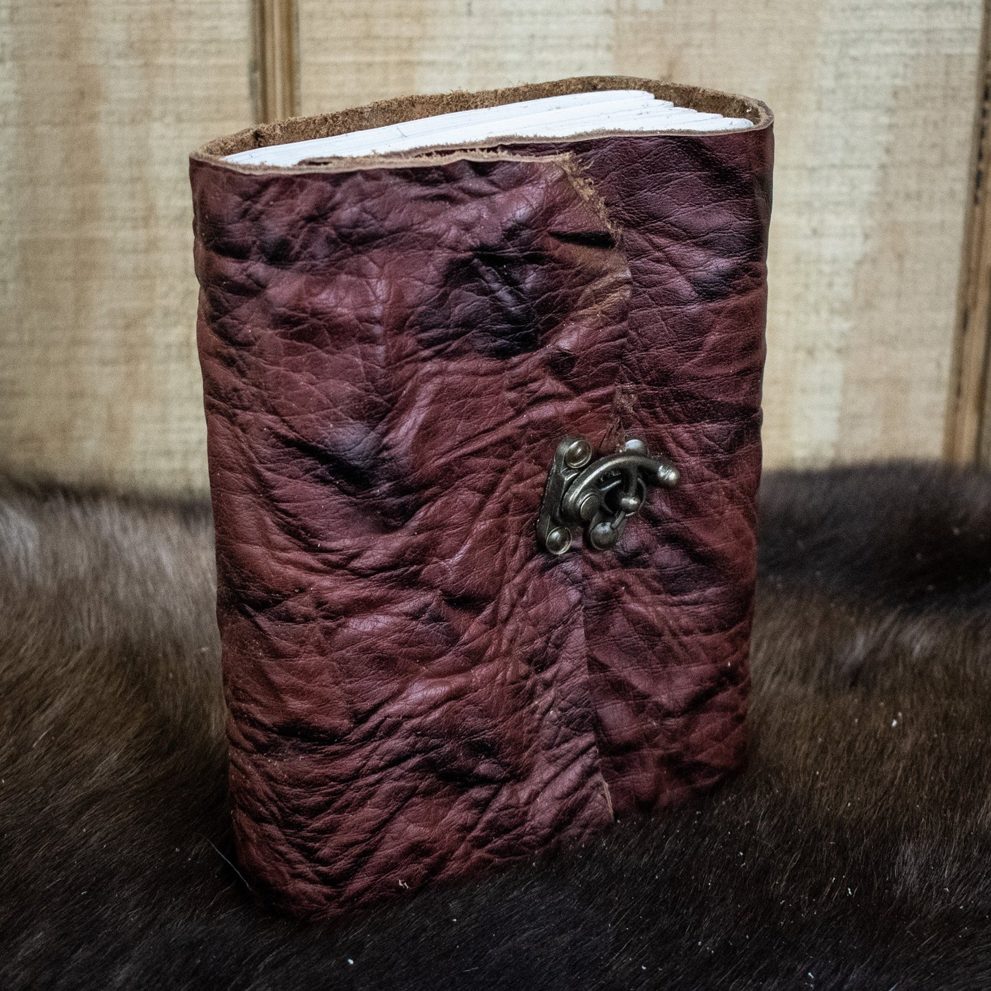 Natural Edge Crunched Cowhide Leather Journal - Out of Play Misty Mountain Gaming
