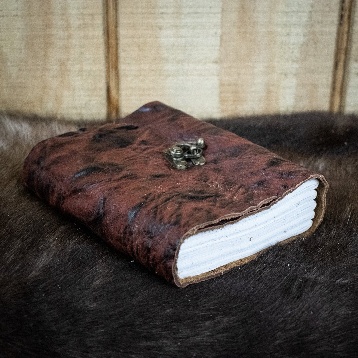 Natural Edge Crunched Cowhide Leather Journal - Out of Play Misty Mountain Gaming