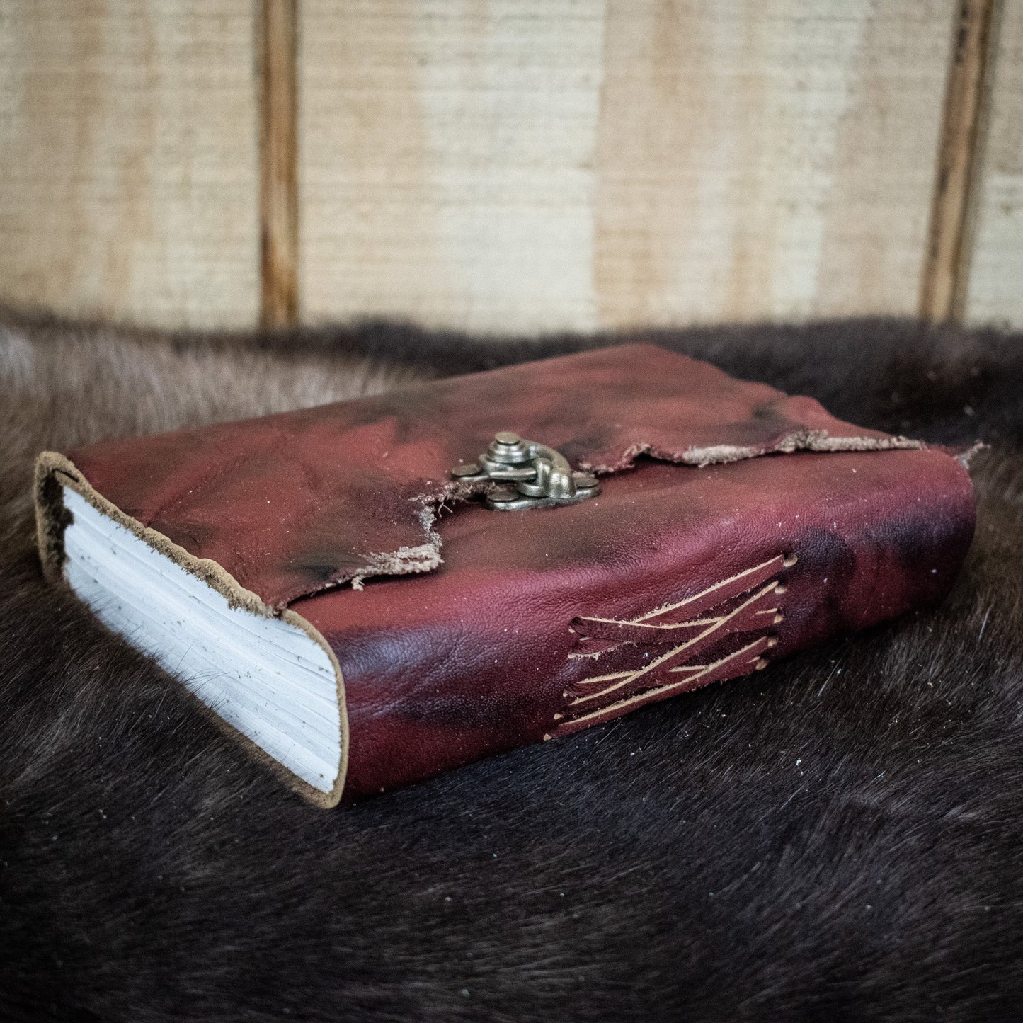 Natural Edge Crunched Cowhide Leather Journal - Out of Play Misty Mountain Gaming