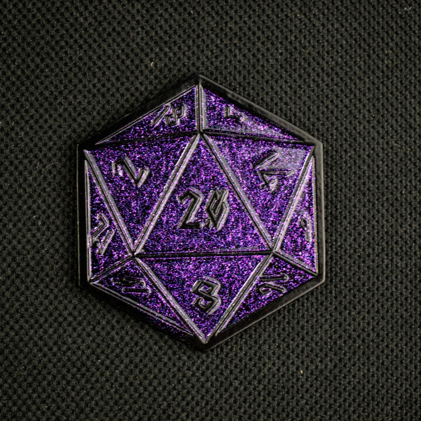 Purple Glitter D20 Pin - Out of Play