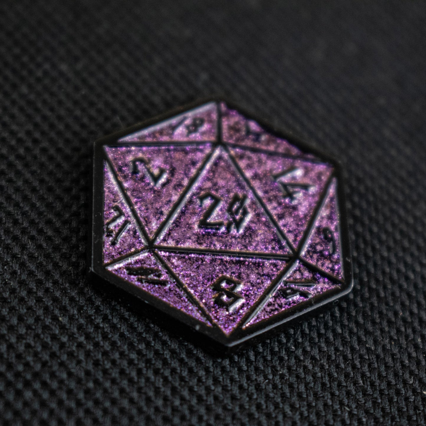 Purple Glitter D20 Pin - Out of Play