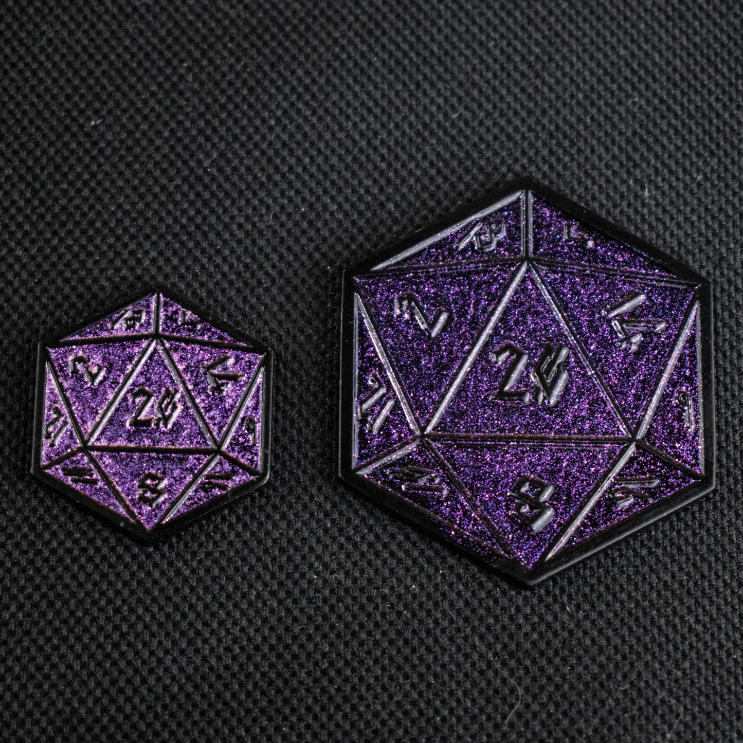 Purple Glitter D20 Pin - Out of Play