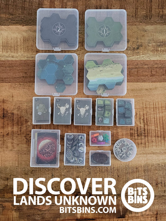 Bits Bins Discover Lands Unknown - 1 Pod, 2 Minis, 5 Originals, 1 XL, 1 Card Box, 4 Flats - Out of Play