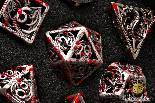 Bloody Dragon Metal RPG Dice - 7 Pieces - Out of Play