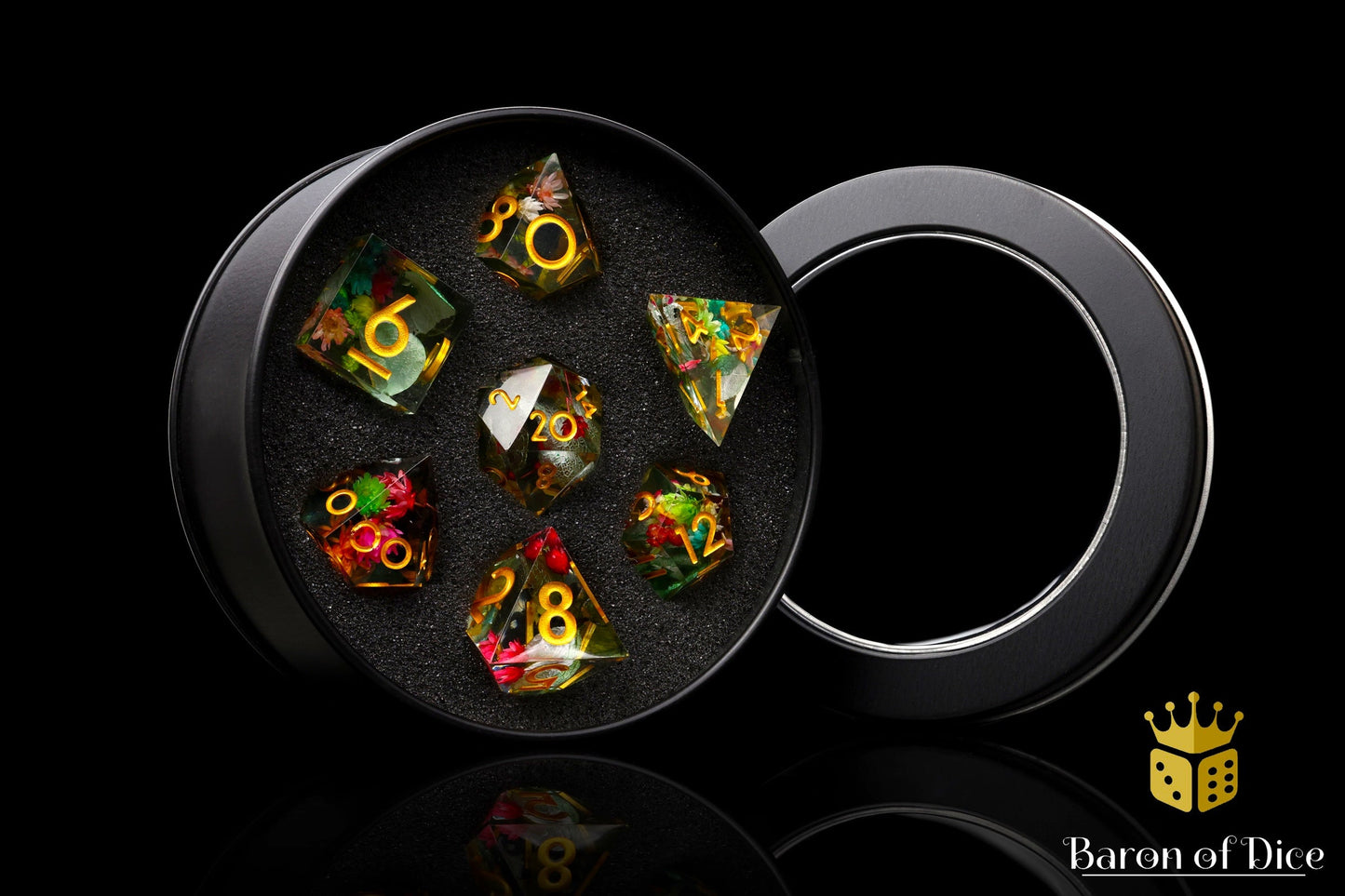 Royal Roses Sharp Edge RPG Dice Set - 7 Pieces - Out of Play
