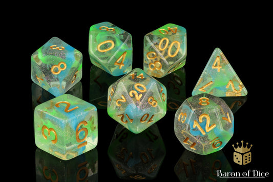 Blue Malachite RPG Dice Set - 7 Pieces - Out of Play