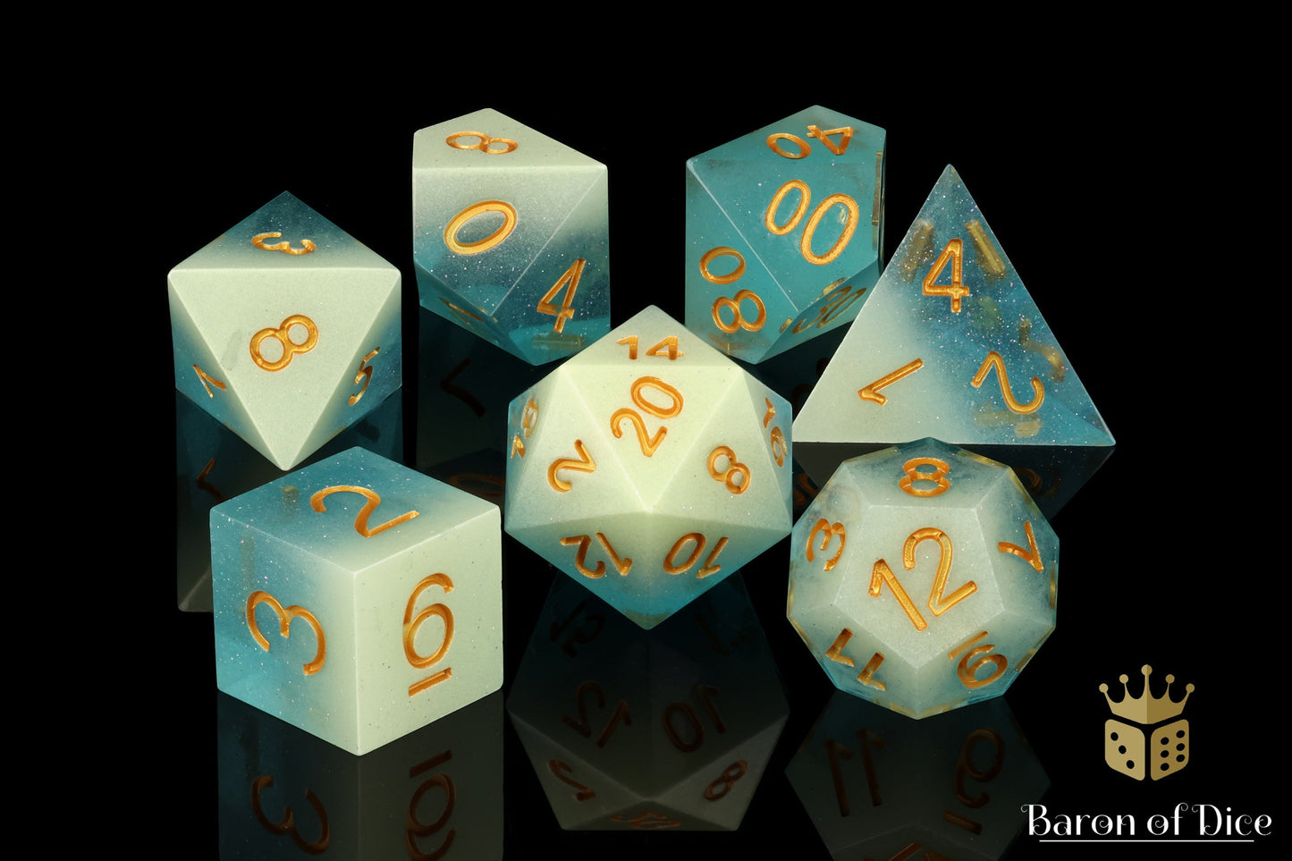 Blue Water Sharp Edge RPG Dice Set - 7 Pieces - Out of Play