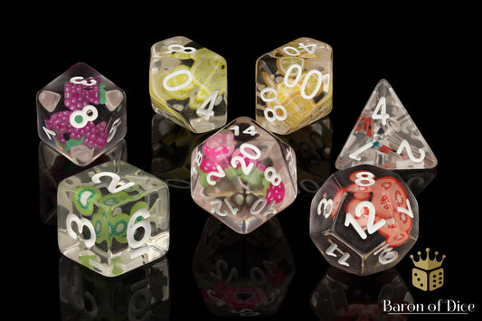 Fruit RPG Dice Set - 7 Pieces - Out of Play