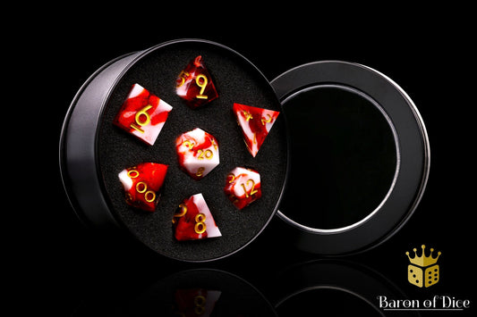 Carnage Sharp Edge RPG Dice Set - 7 Pieces - Out of Play
