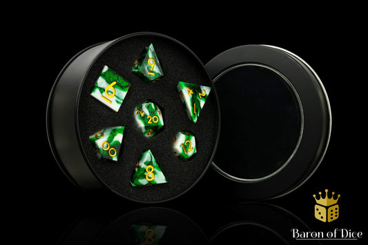 Emerald Sharp Edge RPG Dice Set - 7 Pieces - Out of Play