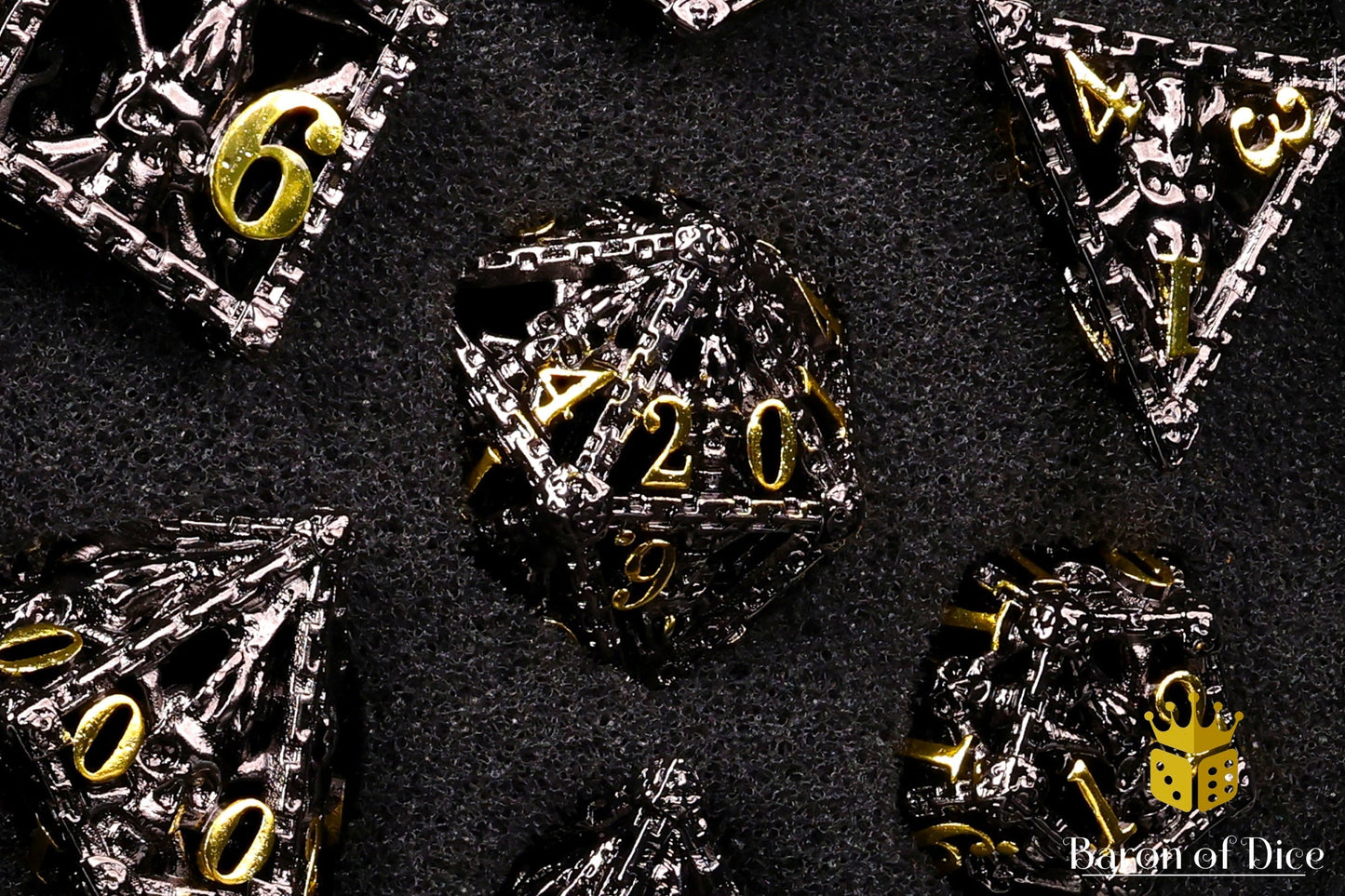 Pirate Skull Metal RPG Dice Set - 7 Pieces - Out of Play