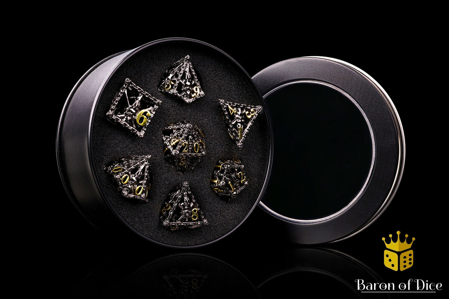 Pirate Skull Metal RPG Dice Set - 7 Pieces - Out of Play