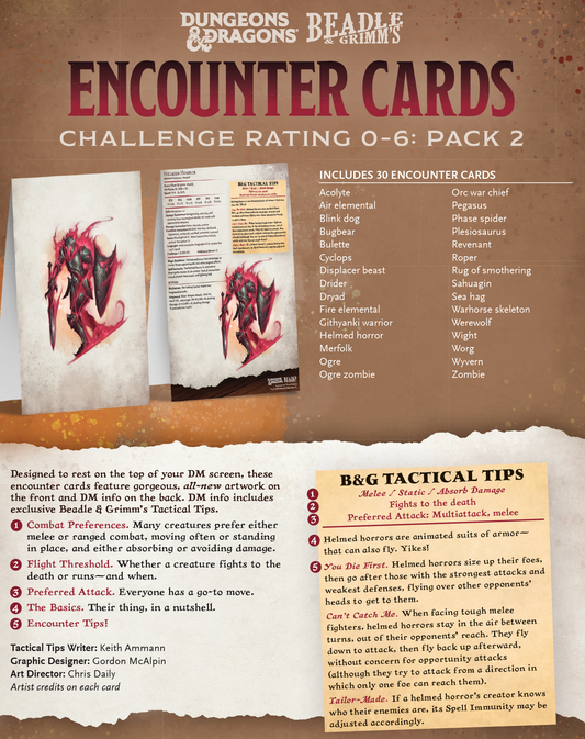 Encounter Cards (D&D) - Challenge Rating 0-6 PACK 2 - Out of Play
