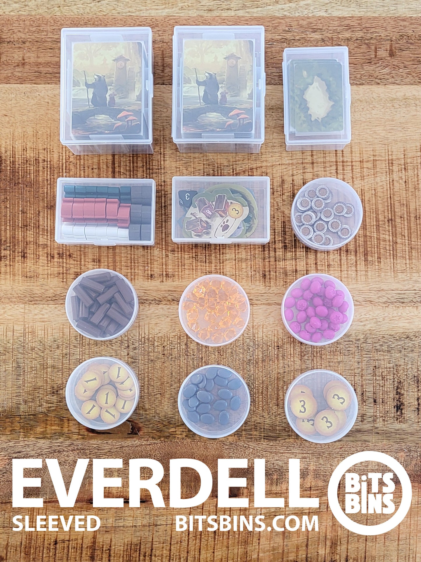 Bitsbins Everdell (sleeved) - 7 Pods, 3 XLs, 2 100+ Card Boxes