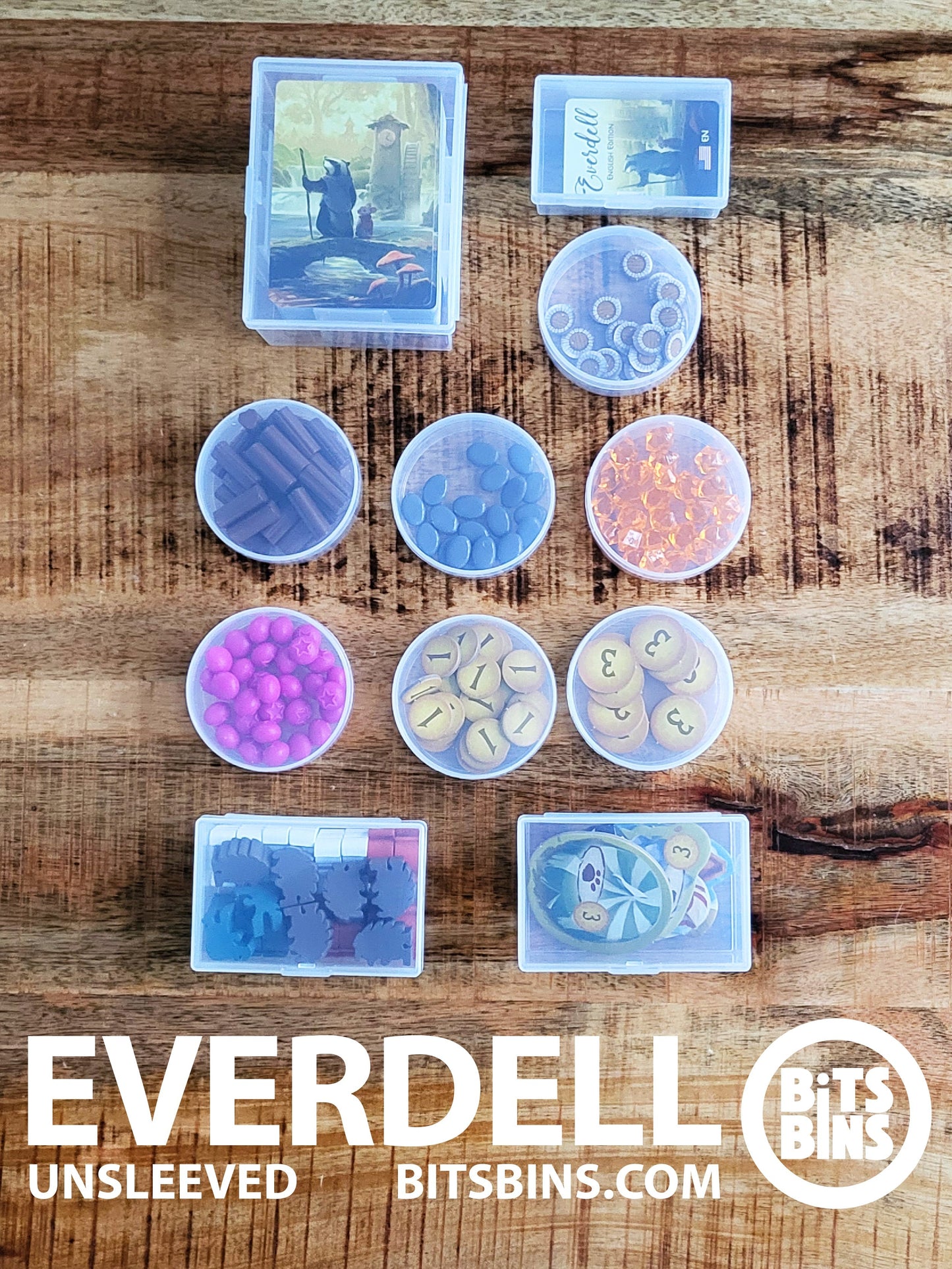 Bitsbins Everdell (sleeved) - 7 Pods, 3 XLs, 2 100+ Card Boxes