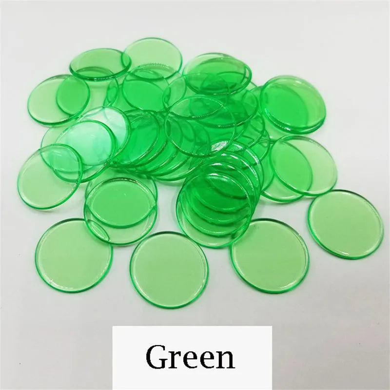 100pcs Transparent and Solid Chips For Board Game Tokens