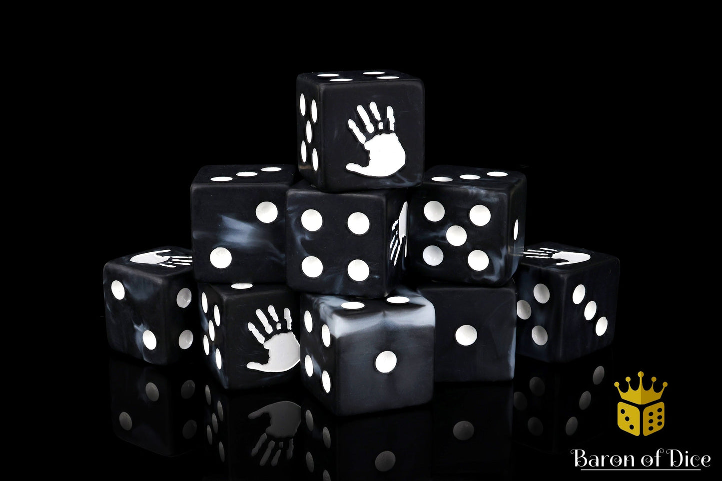 White Handprint Dice - Out of Play