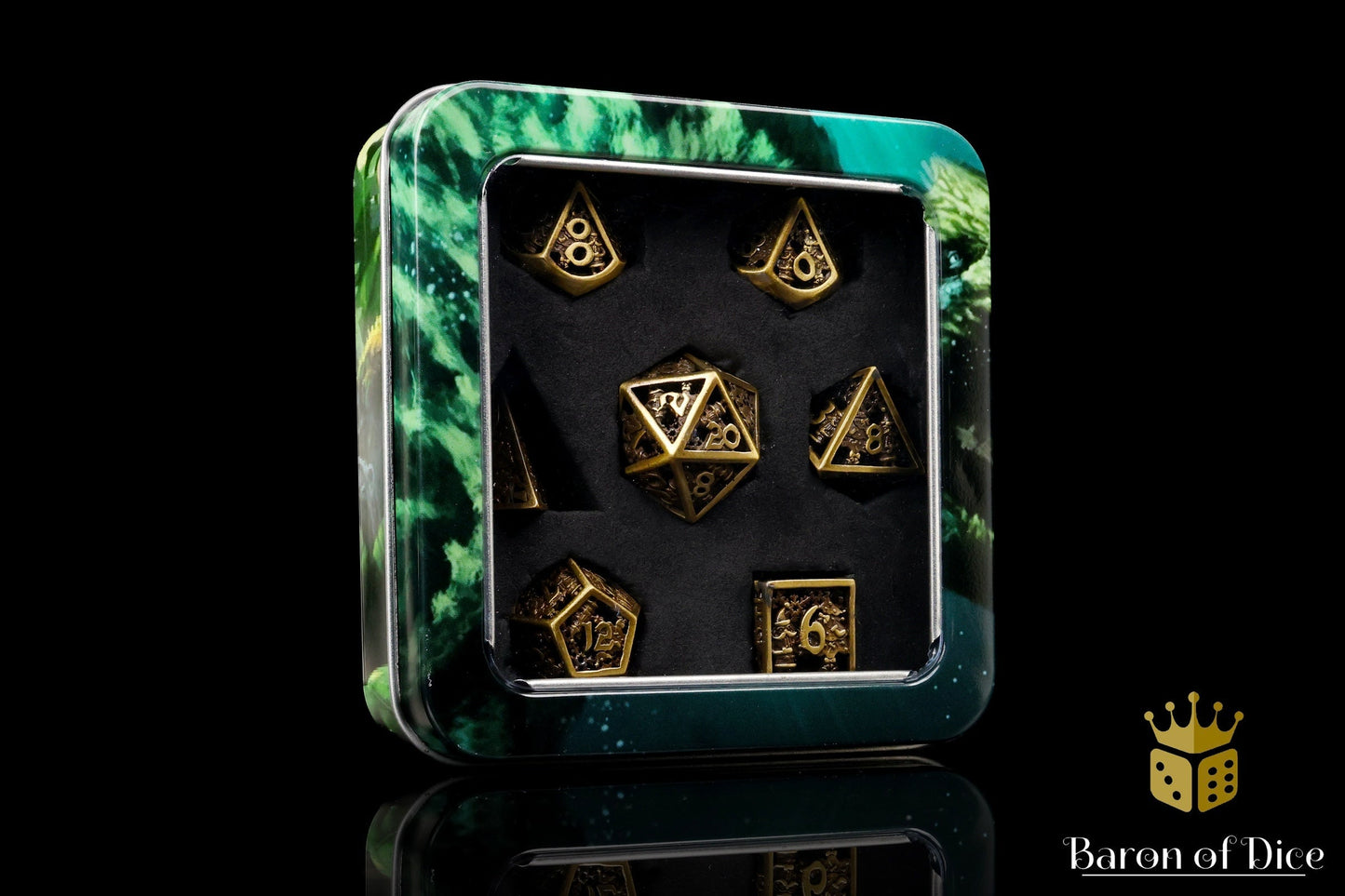 Christmas Metal RPG Dice Set - 7 Pieces - Out of Play