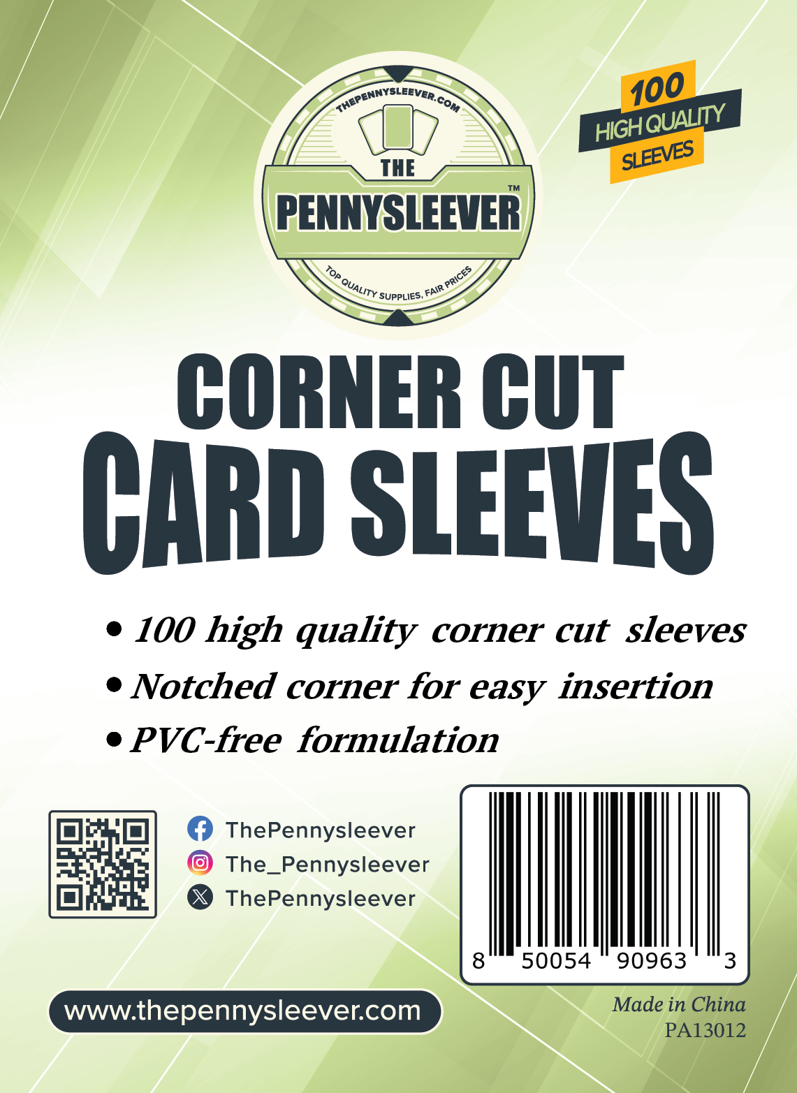 Corner Cut Card Sleeves (100 count) The Pennysleever