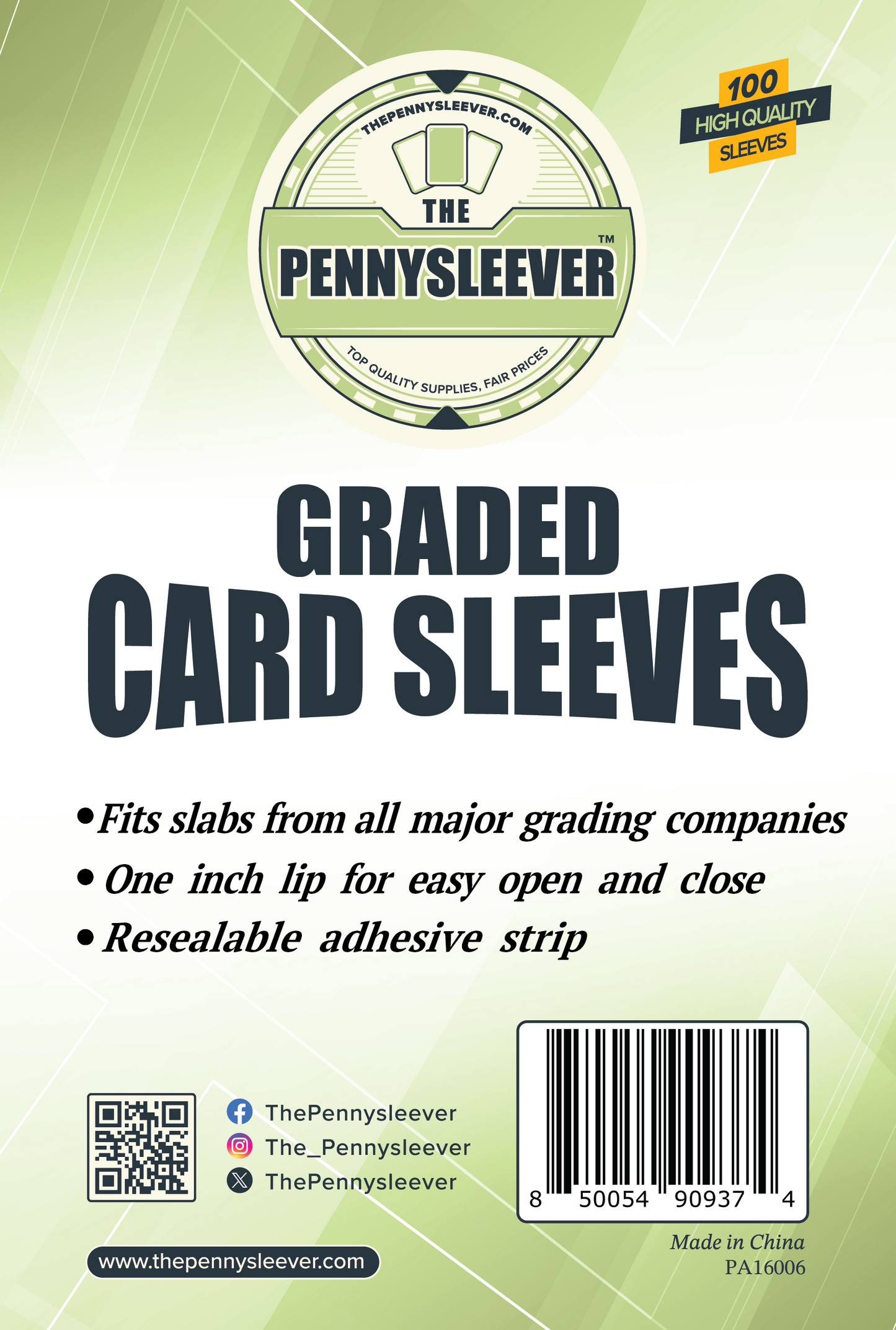Resealable Graded Card Sleeves (100 count) The Pennysleever