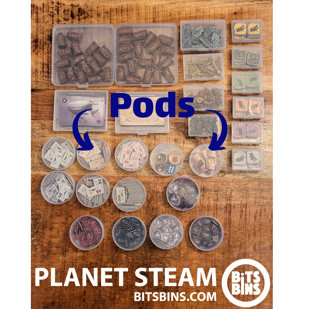 16 BitsBins Pods | Measures 2.6" X 1" | Removable Lid - Out of Play