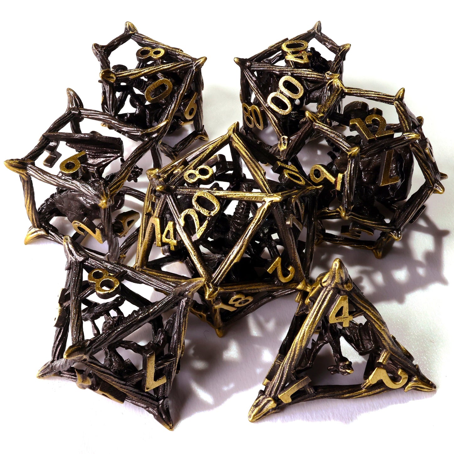 Fantastical Beasts Metal RPG Dice Set - 7 Pieces - Out of Play
