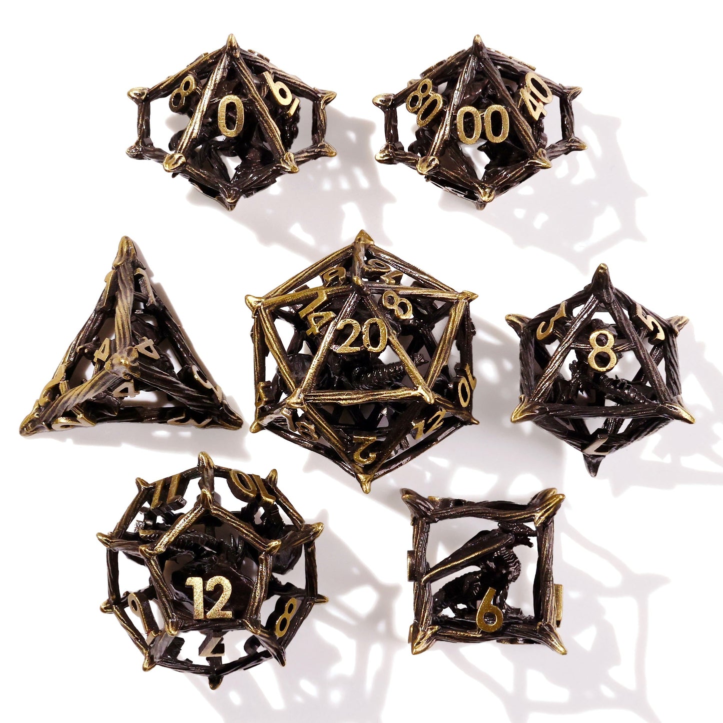 Fantastical Beasts Metal RPG Dice Set - 7 Pieces - Out of Play