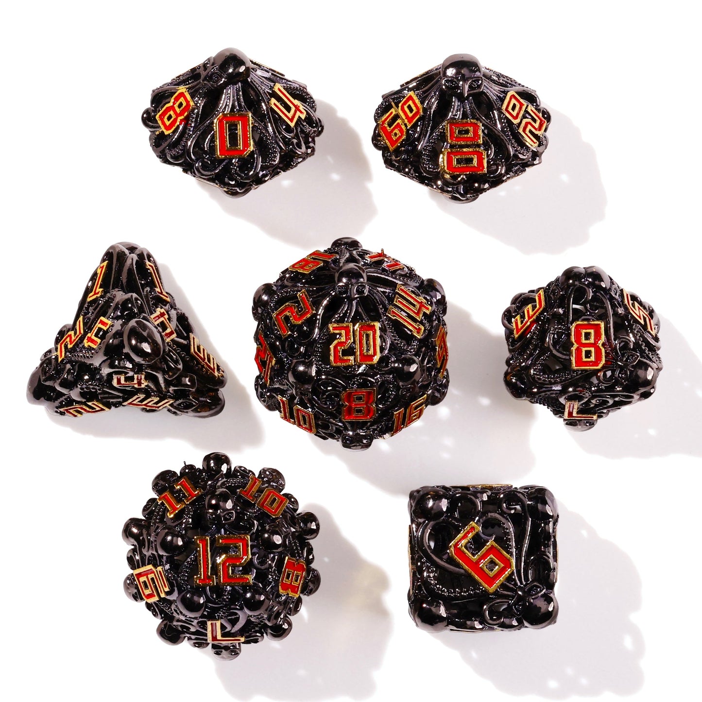 Denizens of the Deep Red Trench Metal RPG Dice Set - 7 Pieces - Out of Play