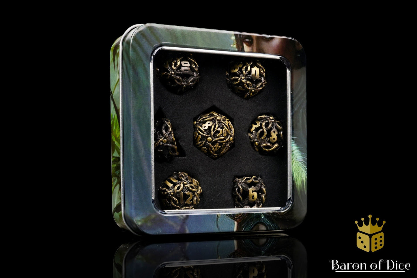 Nature's Wrath Metal RPG Dice Set - 7 Pieces - Out of Play