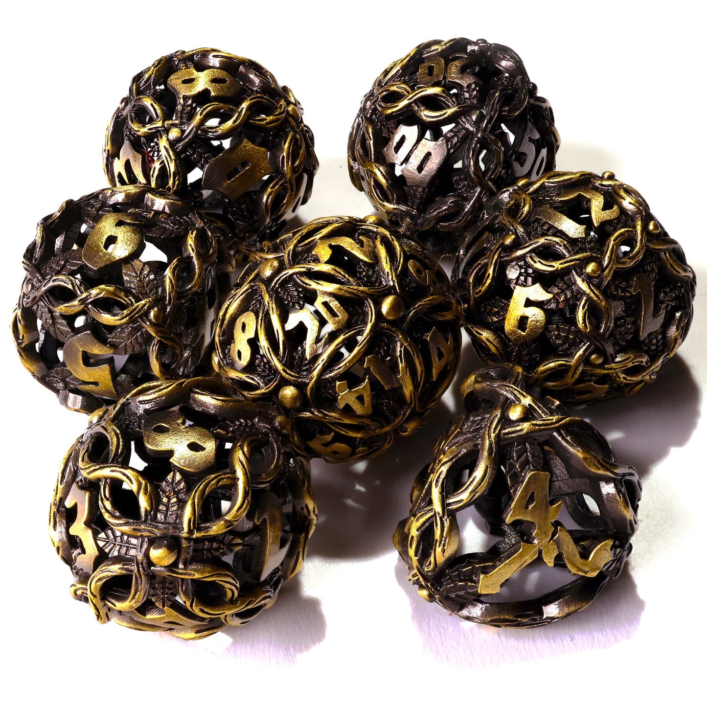 Nature's Wrath Metal RPG Dice Set - 7 Pieces - Out of Play