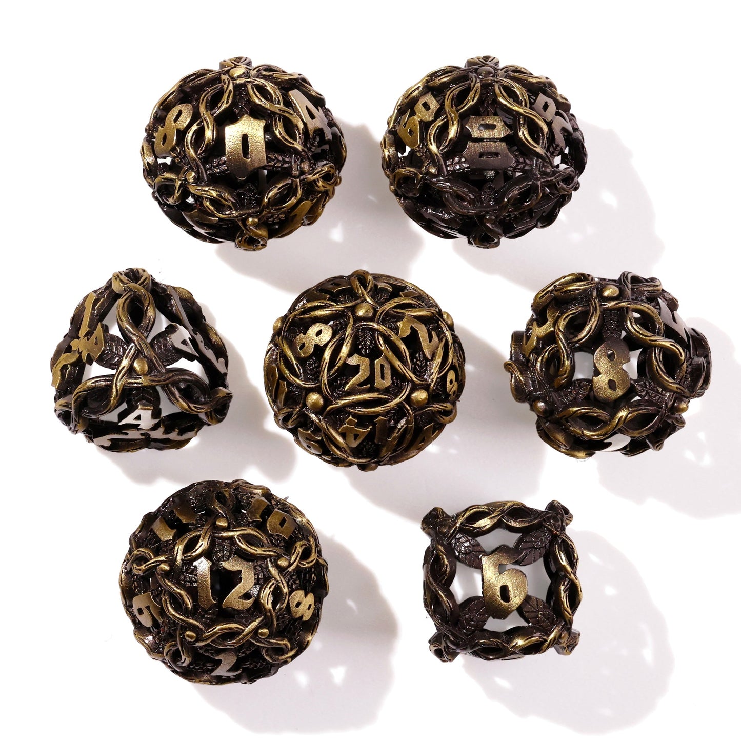 Nature's Wrath Metal RPG Dice Set - 7 Pieces - Out of Play