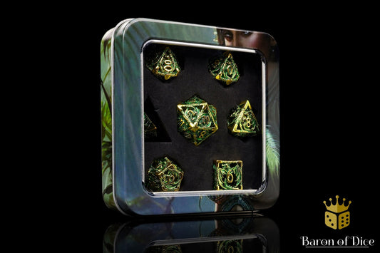 Ancient Dragon Treasure Metal RPG Dice Set - 7 Pieces - Out of Play