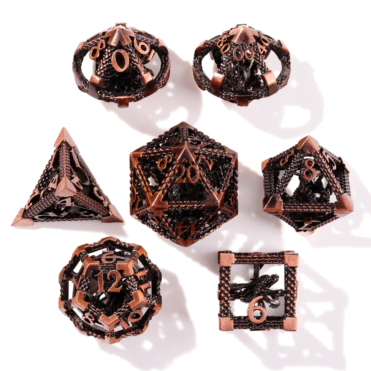 Bronze Kraken Metal RPG Dice Set - 7 Pieces - Out of Play