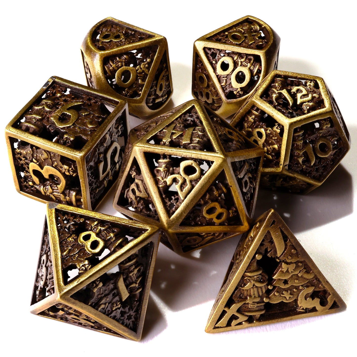 Christmas Metal RPG Dice Set - 7 Pieces - Out of Play