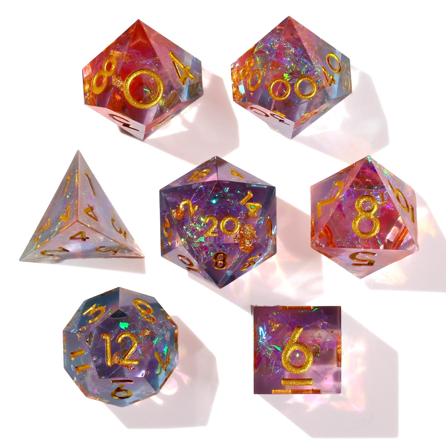 Pretty in Pink! Sharp Edge RPG Dice Set - 7 Pieces - Out of Play