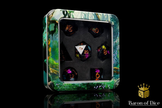 Black Butterfly Sharp Edge RPG Dice Set - 7 Pieces - Out of Play