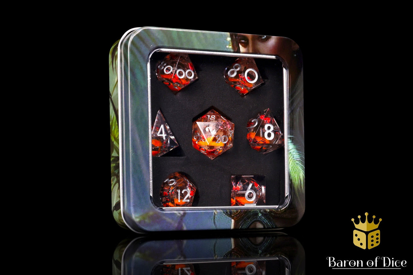 Autumn Cherry Blossom Liquid Core RPG Dice Set - 7 Pieces - Out of Play