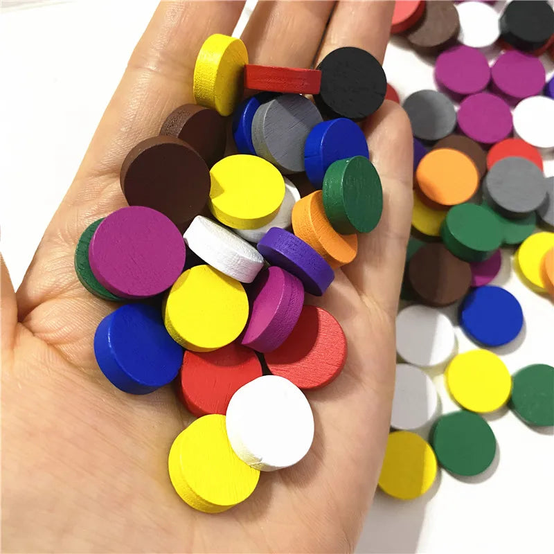 100pcs Wooden Disk Game Tokens For Board Games